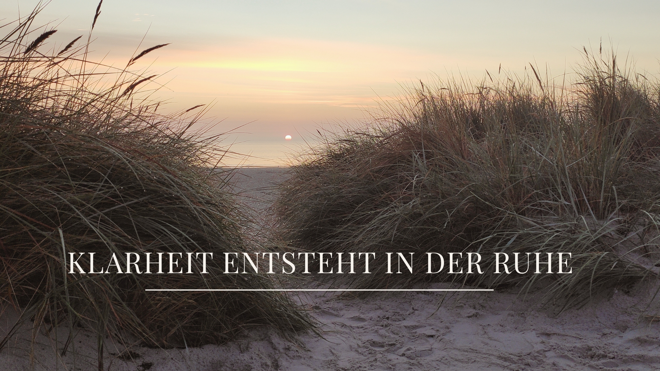 Sonnenaufgang am Strand hinter Dünen mit weichem Licht - Symbol für Ruhe, Klarheit und innere Ordnung